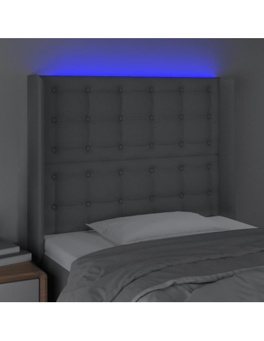 Testiera a LED Grigio Chiaro 93x16x118/128 cm in Tessuto