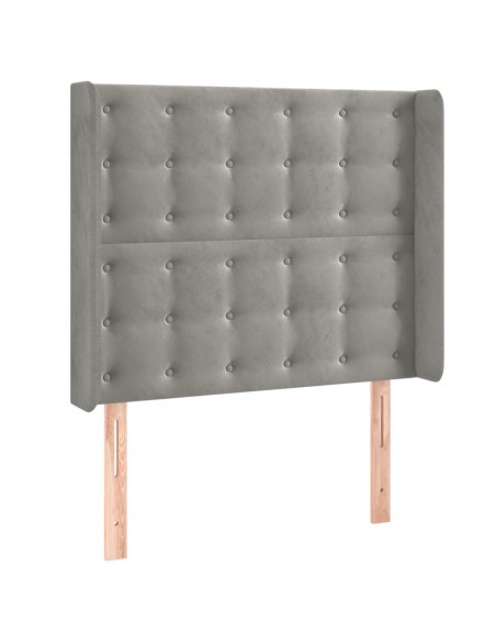 Testiera a LED Grigio Chiaro 93x16x118/128 cm in Velluto