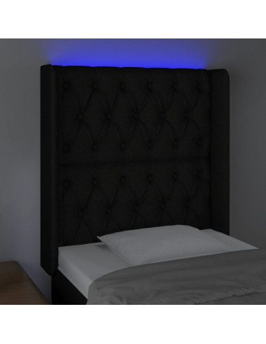 Testiera a LED Nera 83x16x118/128 cm in Tessuto