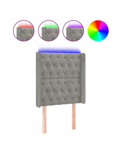 Testiera a LED Grigio Chiaro 83x16x118/128 cm in Velluto 2