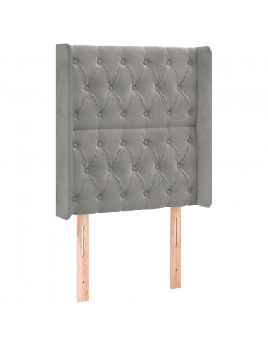 Testiera a LED Grigio Chiaro 83x16x118/128 cm in Velluto