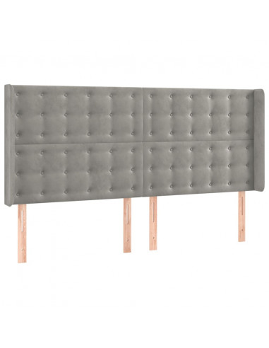 Testiera a LED Grigio Chiaro 183x16x118/128 cm in Velluto