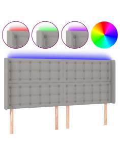 Testiera a LED Grigio Chiaro 183x16x118/128 cm in Tessuto 2