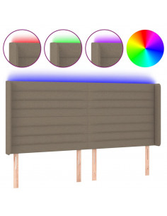 Testiera a LED Tortora 203x16x118/128 cm in Tessuto 2