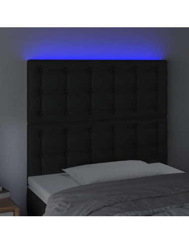 Testiera a LED nero 90x5x118/128 cm in Similpelle