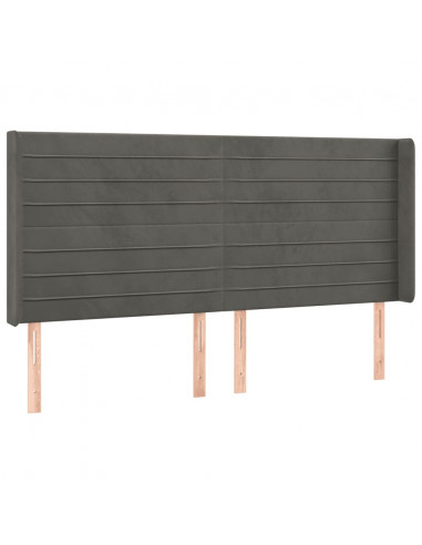 Testiera a LED Grigio Scuro 183x16x118/128cm inTessuto