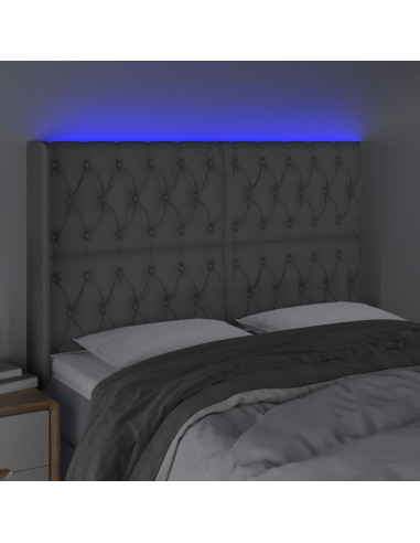 Testiera a LED Grigio Chiaro 163x16x118/128 cm in Tessuto