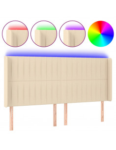 Testiera a LED Crema 203x23x118/128 cm in Tessuto 2