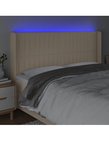 Testiera a LED Crema 203x23x118/128 cm in Tessuto