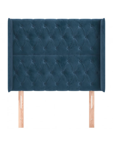 Testiera ad Orecchio Blu Scuro 103x16x118/128 cm in Velluto