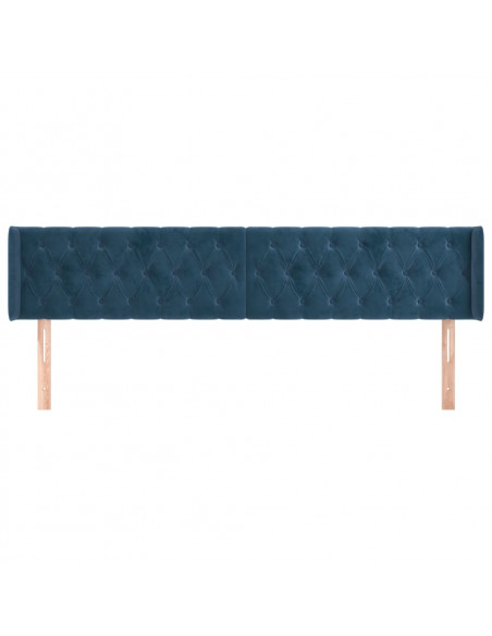 Testiera ad Orecchio Blu Scuro 203x16x78/88 cm in Velluto