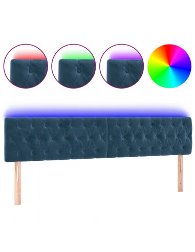 Testiera a LED Blu Scuro 200x7x78/88 cm in Velluto