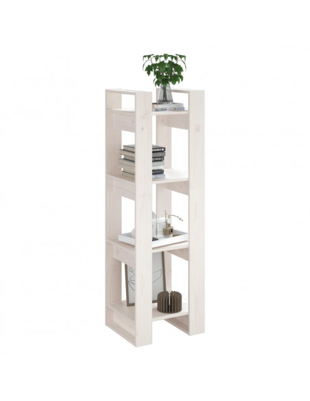 Libreria/Divisorio Bianco 41x35x125cm in Legno Massello di Pino