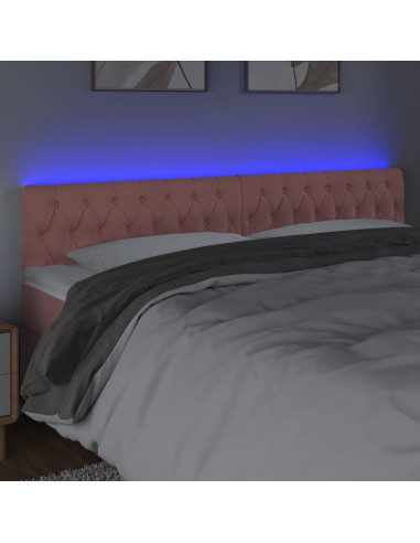 Testiera a LED Rosa 200x7x78/88 cm in Velluto