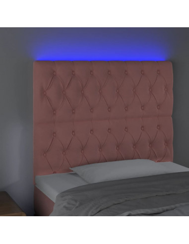 Testiera a LED Rosa 100x7x118/128 cm in Velluto