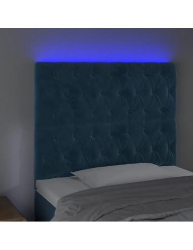 Testiera a LED Blu Scuro 100x7x118/128 cm in Velluto