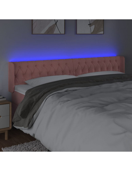 Testiera a LED Rosa 203x16x78/88 cm in Velluto