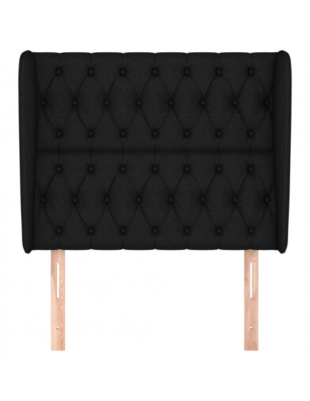 Testiera ad Orecchio Nera 103x23x118/128 cm in Tessuto