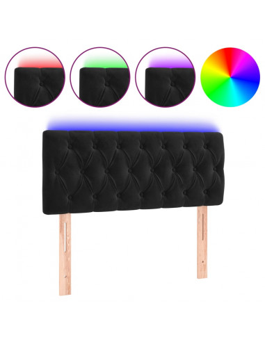 Testiera a LED Nera 90x7x78/88 cm in Velluto