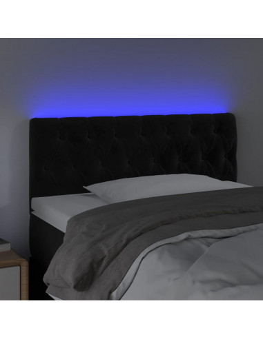 Testiera a LED Nera 90x7x78/88 cm in Velluto