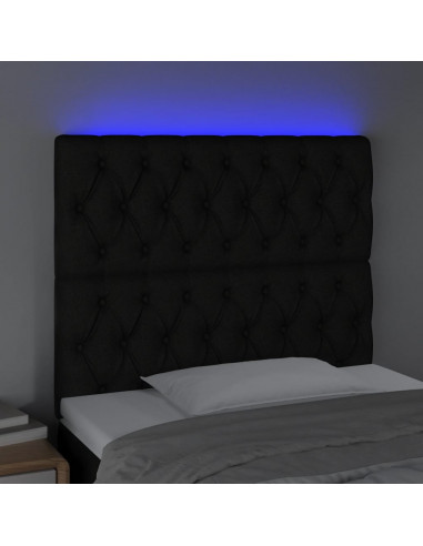 Testiera a LED Nera 100x7x118/128 cm in Tessuto