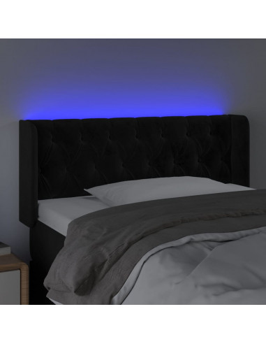 Testiera a LED Nera 93x16x78/88 cm in Velluto