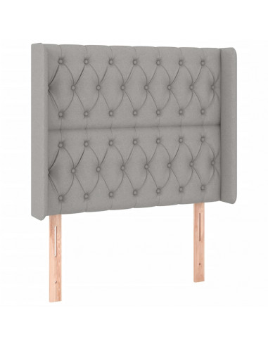 Testiera a LED Grigio Chiaro 93x16x118/128 cm in Tessuto