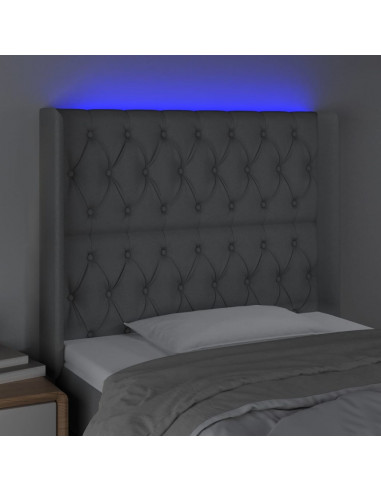 Testiera a LED Grigio Chiaro 93x16x118/128 cm in Tessuto