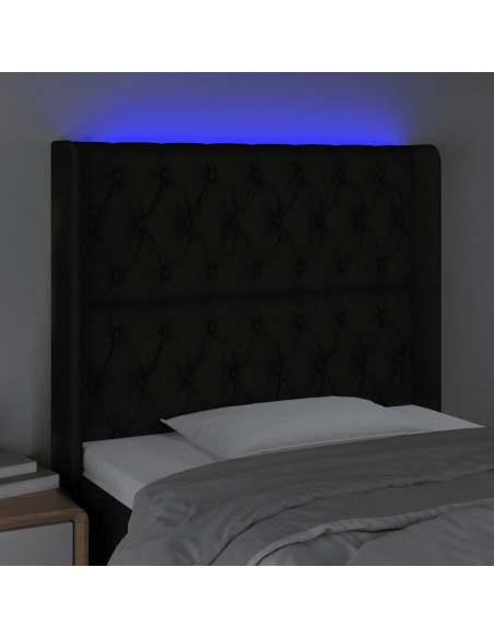 Testiera a LED Nera 103x16x118/128 cm in Tessuto