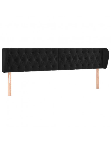 Testiera ad Orecchio Nera 183x23x78/88 cm in Velluto