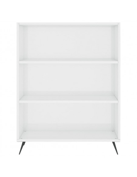 Libreria Bianco Lucido 69,5x32,5x90 cm in Legno Multistrato