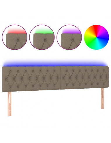 Testiera a LED Tortora 180x7x78/88 cm in Tessuto