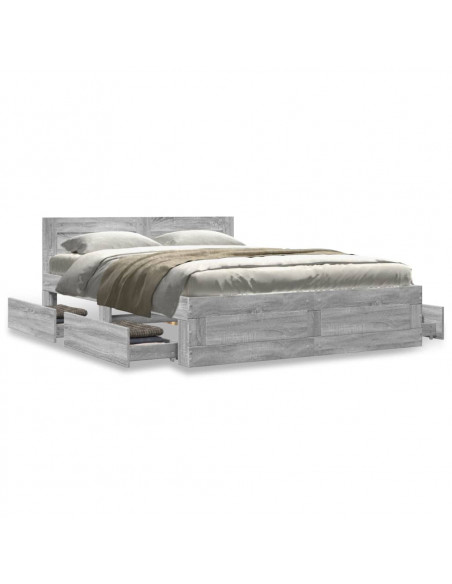 Giroletto Testiera Grigio Sonoma 140x200 cm Legno Multistrato