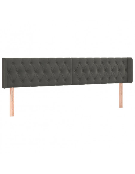 Testiera ad Orecchio Grigio Scuro 183x16x78/88 cm in Velluto