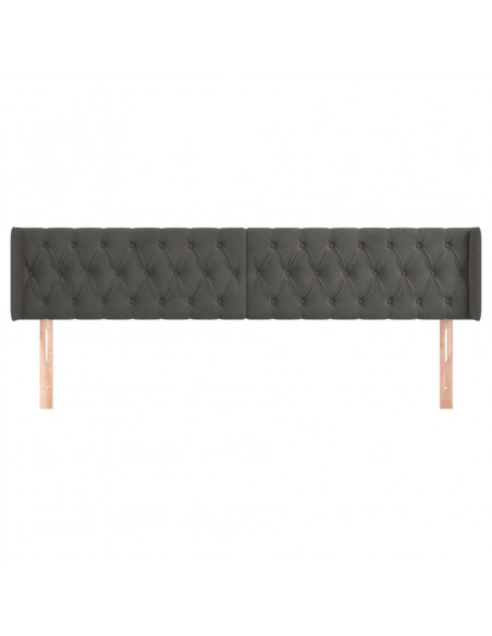 Testiera ad Orecchio Grigio Scuro 183x16x78/88 cm in Velluto