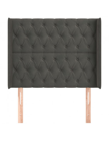 Testiera ad Orecchio Grigio Scuro 93x16x118/128 cm in Velluto