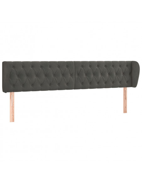 Testiera ad Orecchio Grigio Scuro 183x23x78/88 cm in Velluto