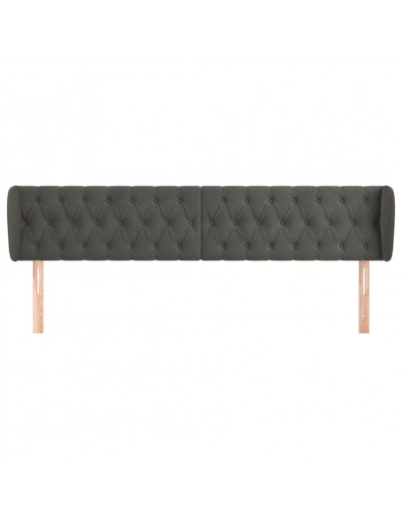 Testiera ad Orecchio Grigio Scuro 183x23x78/88 cm in Velluto
