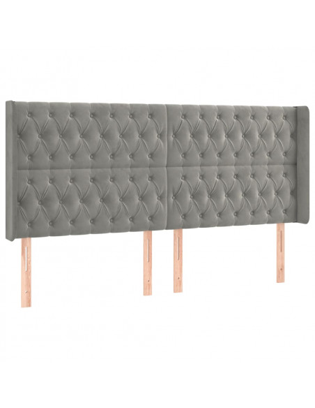 Testiera ad Orecchio Grigio Chiaro 183x16x118/128 cm in Velluto