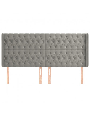 Testiera ad Orecchio Grigio Chiaro 183x16x118/128 cm in Velluto