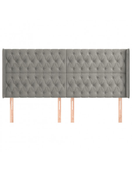 Testiera ad Orecchio Grigio Chiaro 183x16x118/128 cm in Velluto
