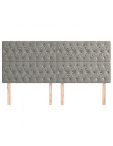 Testiera 4 pz Grigio Chiaro 90 x 7 x 78/88 cm in Velluto