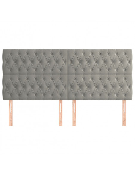 Testiera 4 pz Grigio Chiaro 90 x 7 x 78/88 cm in Velluto