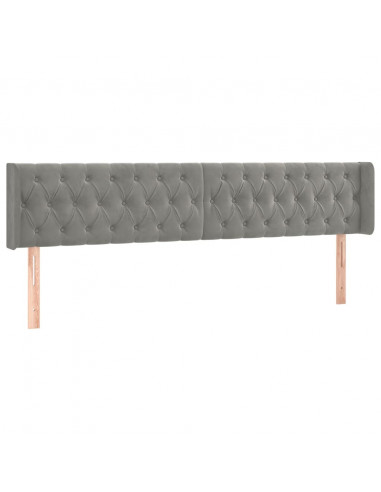 Testiera ad Orecchio Grigio Chiaro 183x16x78/88 cm in Velluto