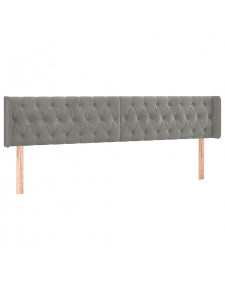 Testiera ad Orecchio Grigio Chiaro 183x16x78/88 cm in Velluto
