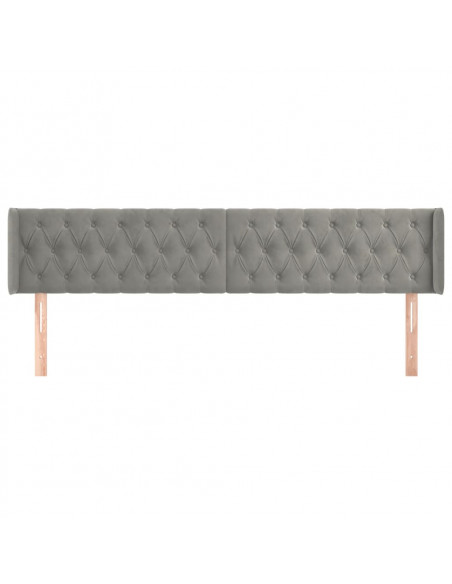 Testiera ad Orecchio Grigio Chiaro 183x16x78/88 cm in Velluto