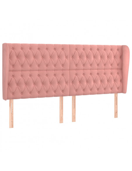 Testiera ad Orecchio Rosa 203x23x118/128 cm in Velluto