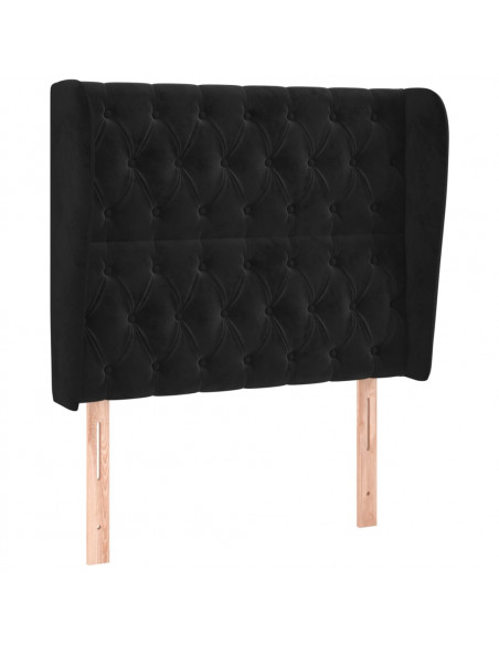 Testiera ad Orecchio Nera 93x23x118/128 cm in Velluto