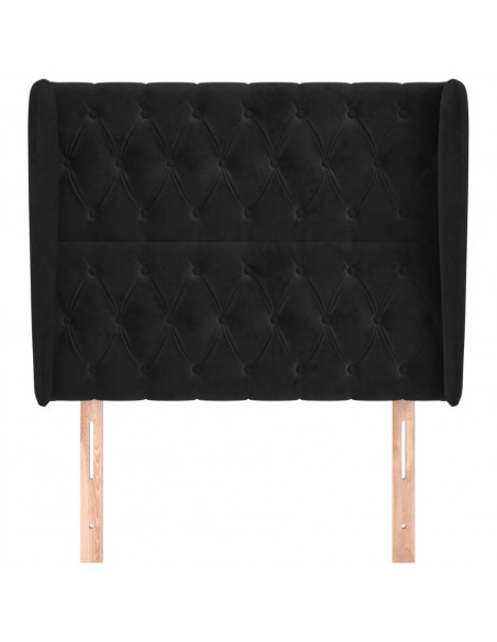 Testiera ad Orecchio Nera 93x23x118/128 cm in Velluto
