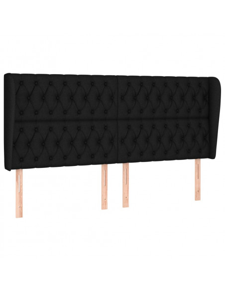 Testiera ad Orecchio Nera 183x23x118/128 cm in Tessuto